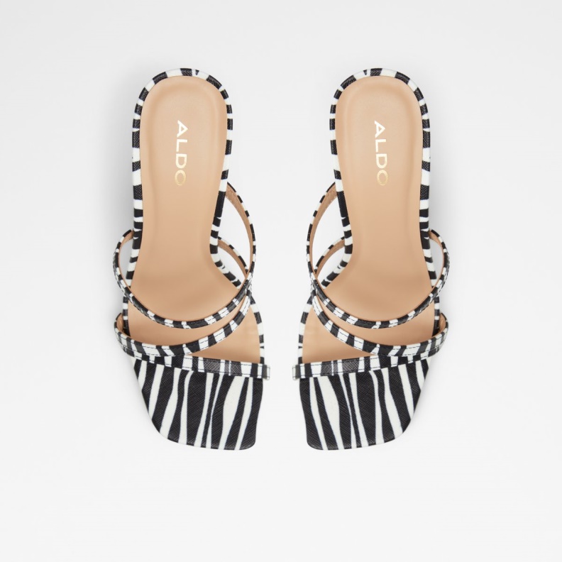 Aldo Fashion Black-White Hugar Heeled Mule