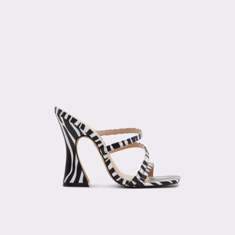 Fashion Aldo Black-White Hugar Heeled Mule