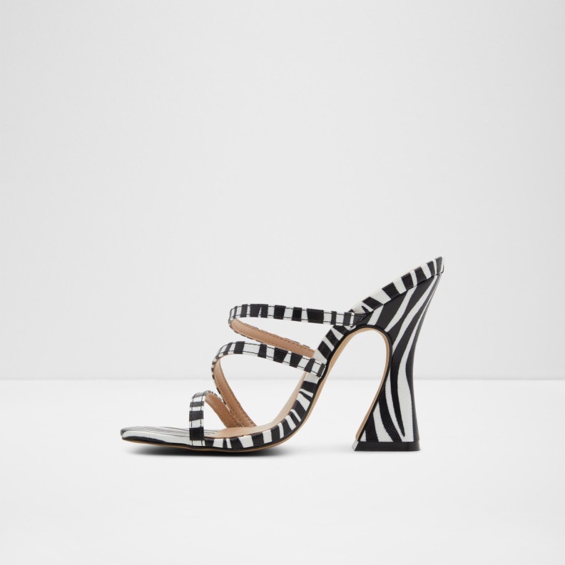 Fashion Aldo Black-White Hugar Heeled Mule