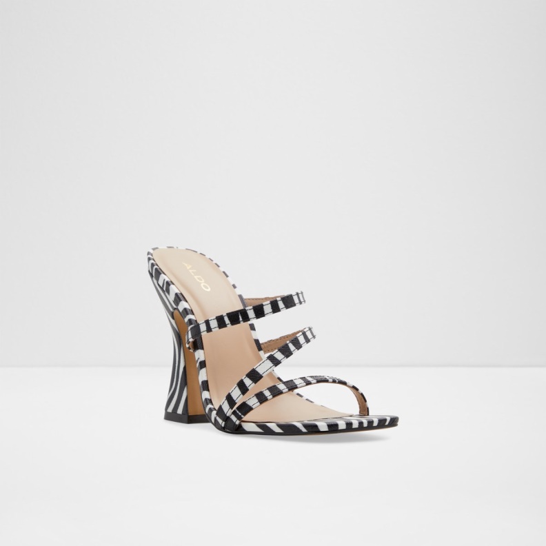 Fashion Aldo Black-White Hugar Heeled Mule