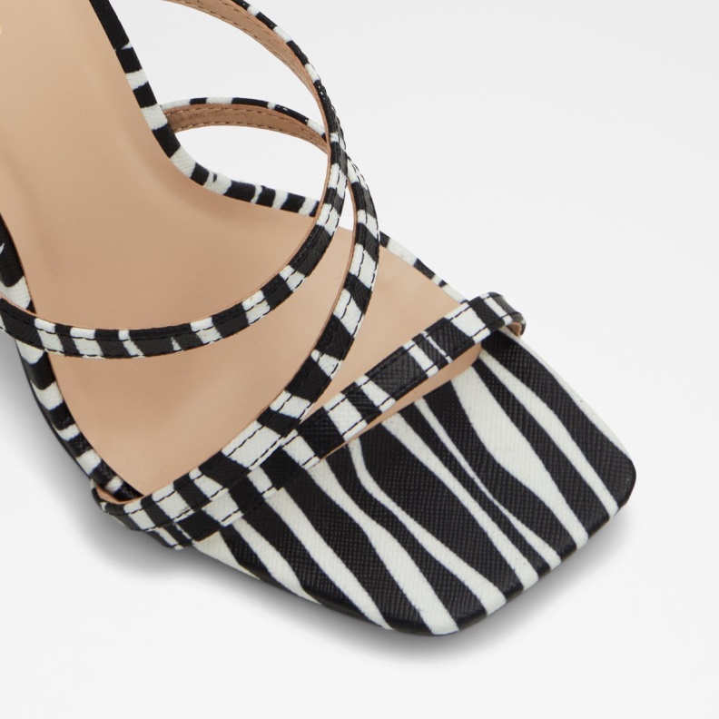 Fashion Aldo Black-White Hugar Heeled Mule