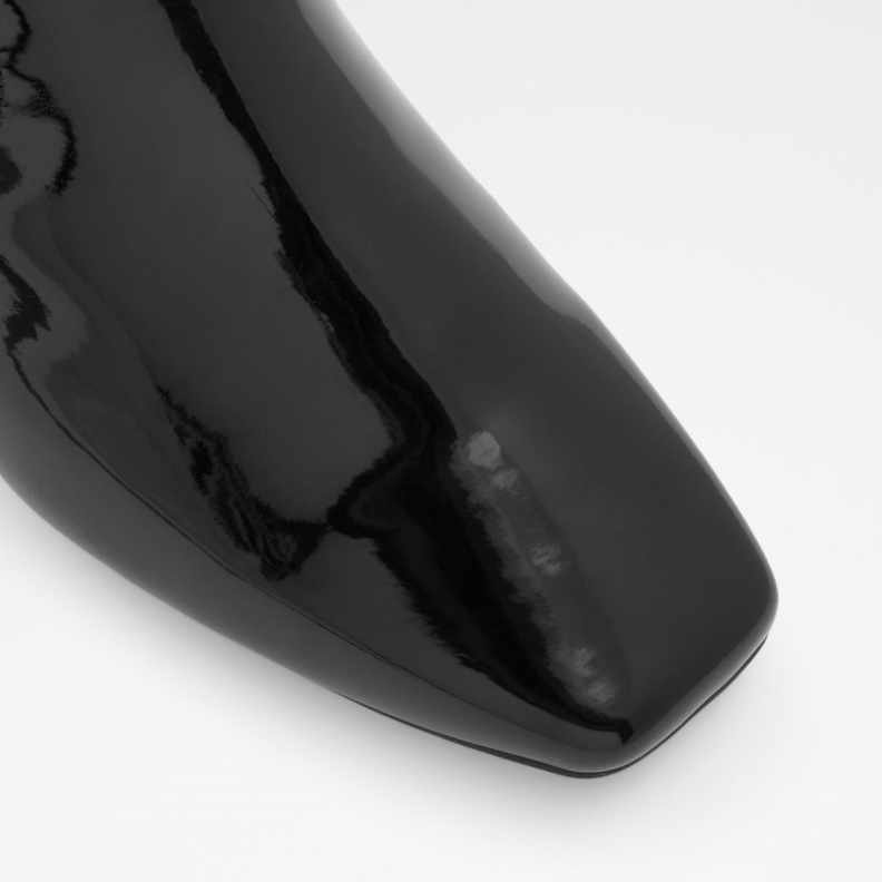 Black Synthetic Patent Fashion Aldo Ibiraswen Ankle Boot Block Heel