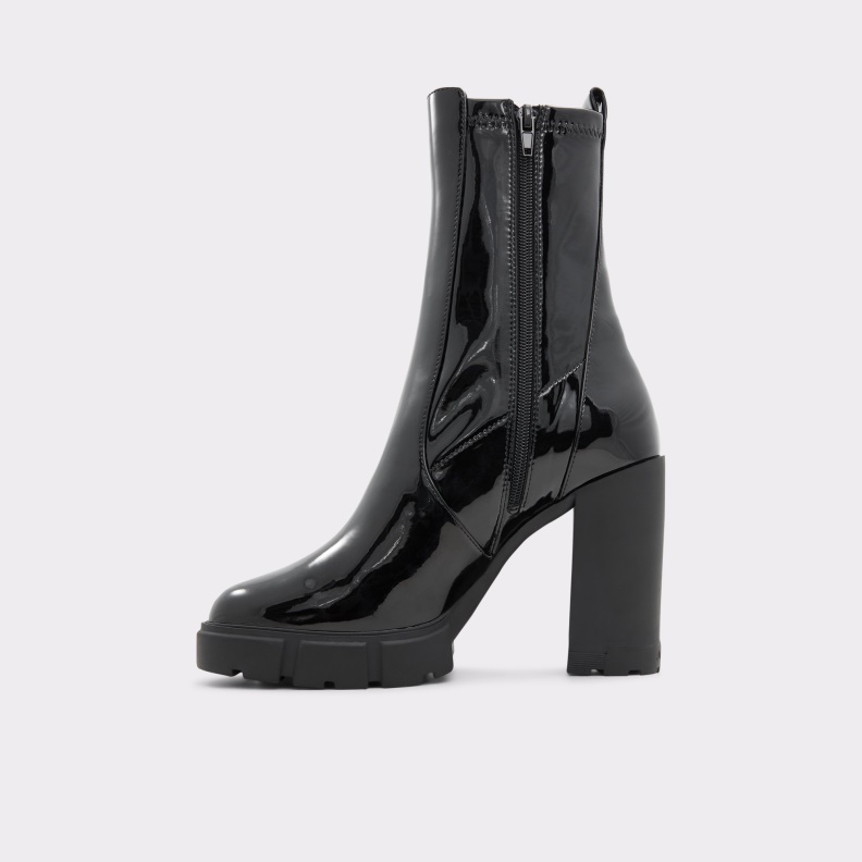 Aldo Fashion Ilanna Ankle Boot Lug Sole Black Synthetic Patent