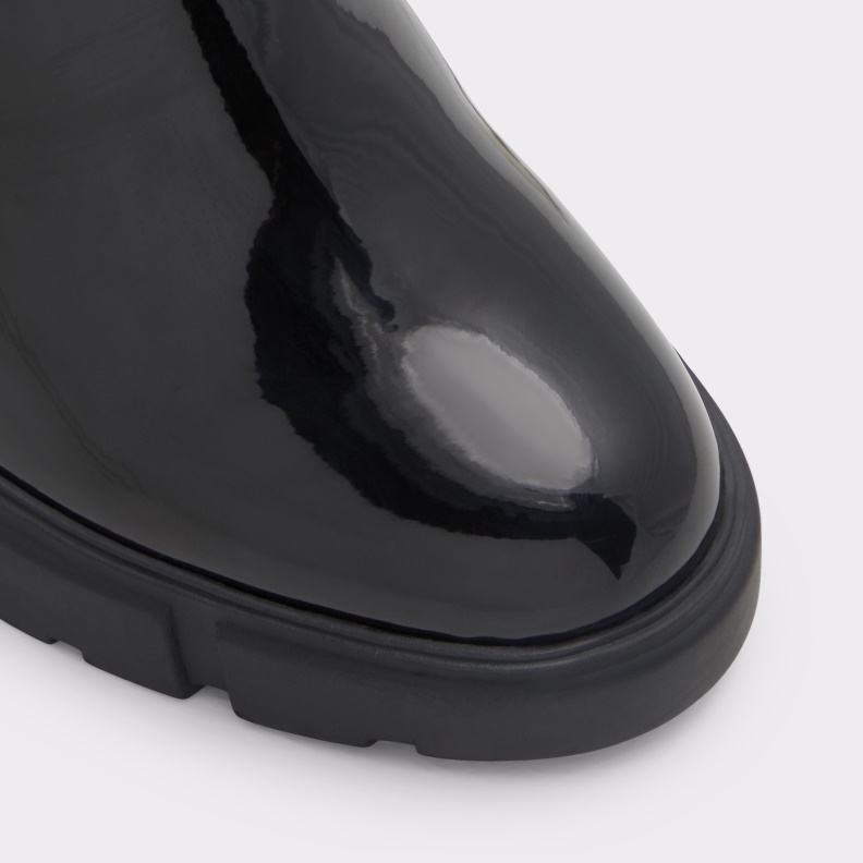 Fashion Black Synthetic Patent Aldo Ilanna Ankle Boot Lug Sole