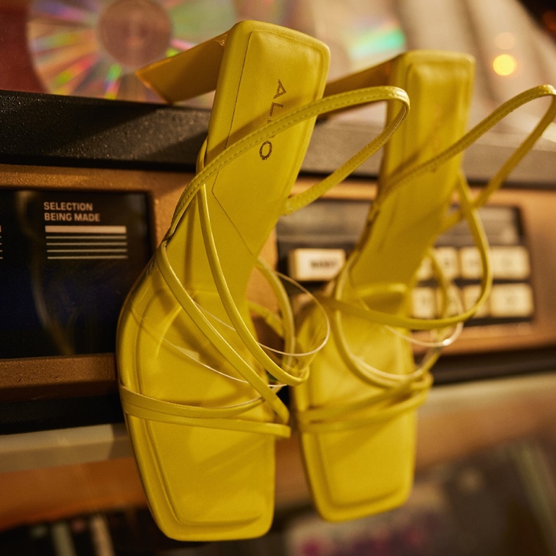 Aldo Bright Green Fashion Jennifer Strappy High Heel Sandal Block Heel