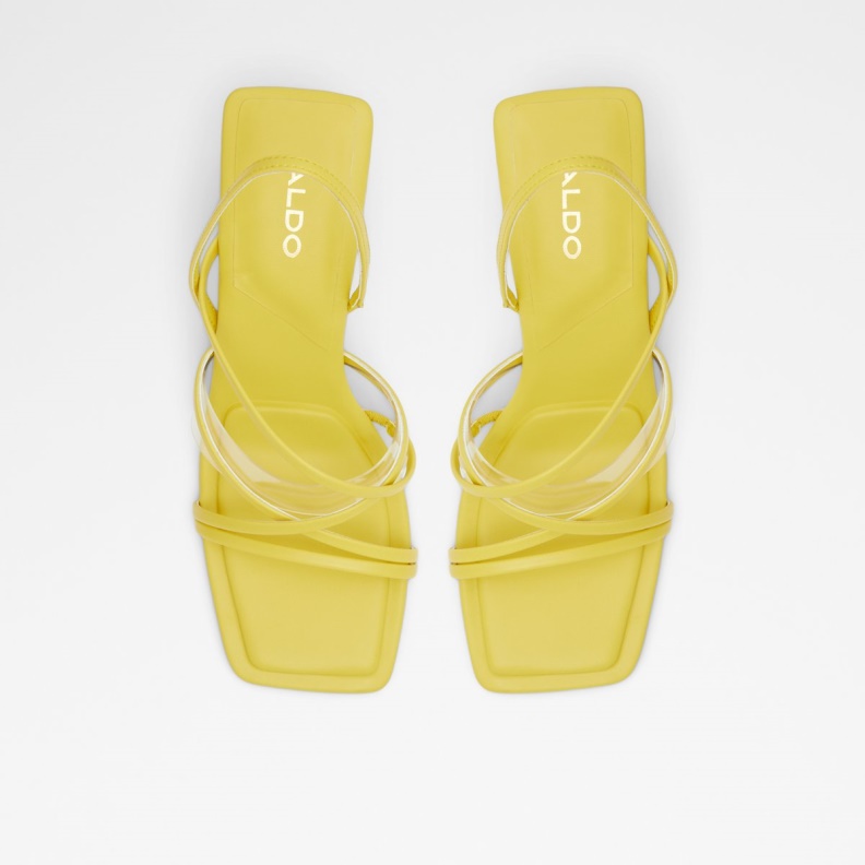 Fashion Aldo Bright Green Jennifer Strappy High Heel Sandal Block Heel