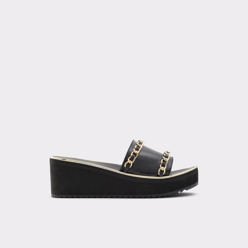 Black Fashion Aldo Kaerratlan Slide Sandal Wedge Heel