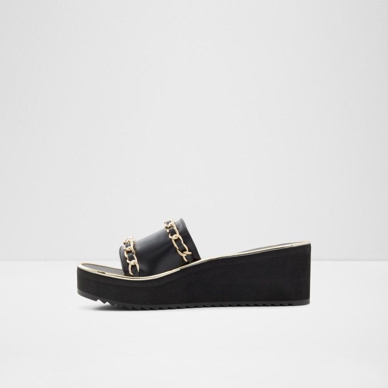 Black Fashion Aldo Kaerratlan Slide Sandal Wedge Heel