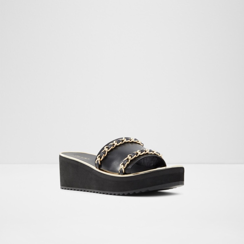 Black Fashion Aldo Kaerratlan Slide Sandal Wedge Heel