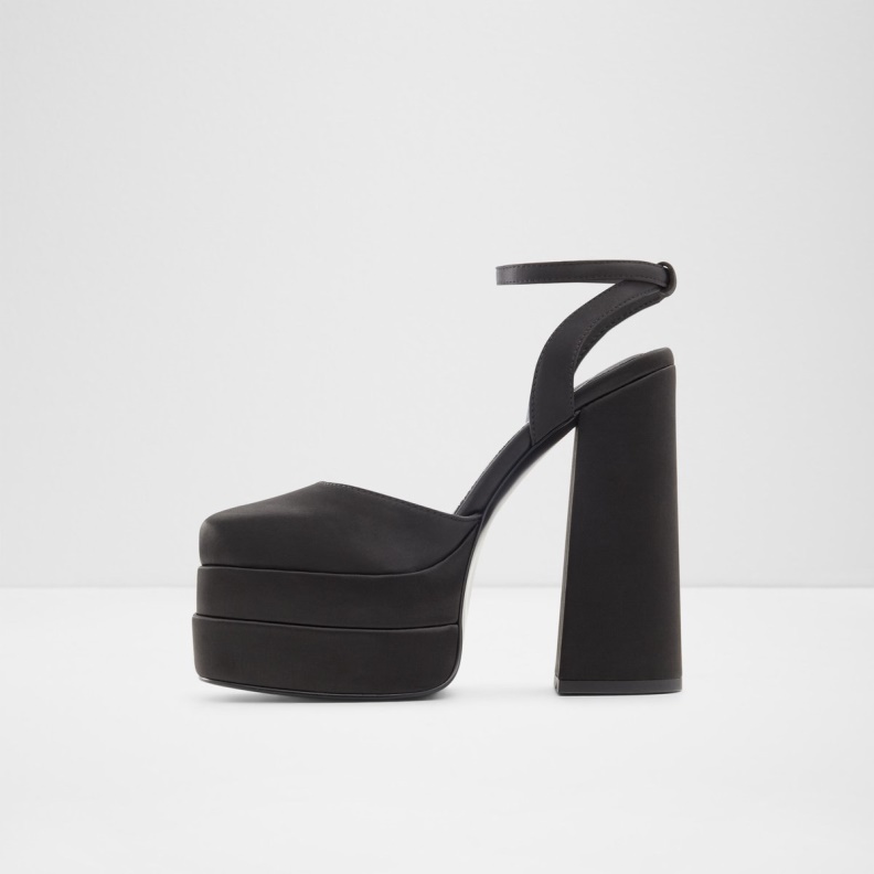 Black Aldo Fashion Kersaudy Ankle Strap Heeled Shoe Platform
