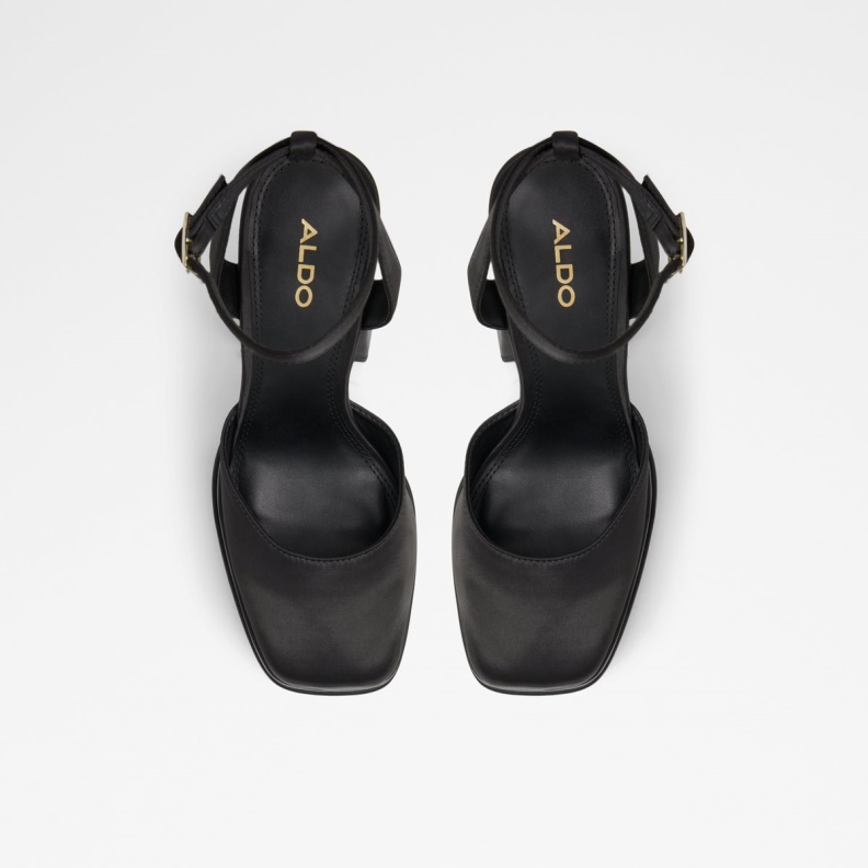 Black Aldo Fashion Kersaudy Ankle Strap Heeled Shoe Platform