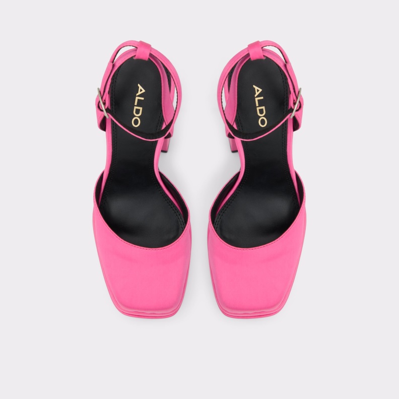 Kersaudy Ankle Strap Heeled Shoe Platform Bright Pink Textile Satin Aldo Fashion
