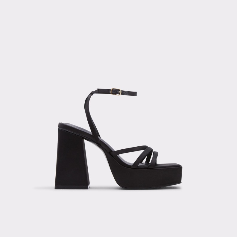 Fashion Aldo Black Landabriver Strappy Heeled Sandal Platform