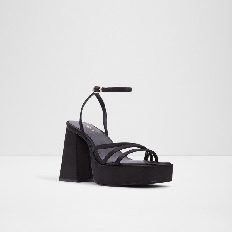 Fashion Aldo Black Landabriver Strappy Heeled Sandal Platform