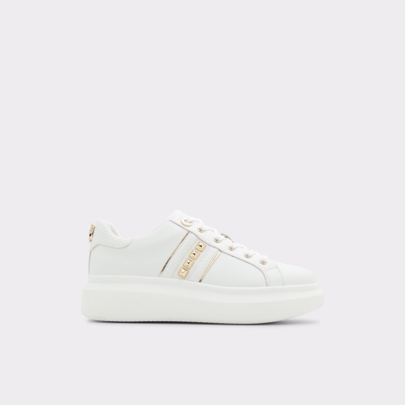 Aldo Fashion Larou Low Top Sneaker Platform White Synthetic Mixed Material