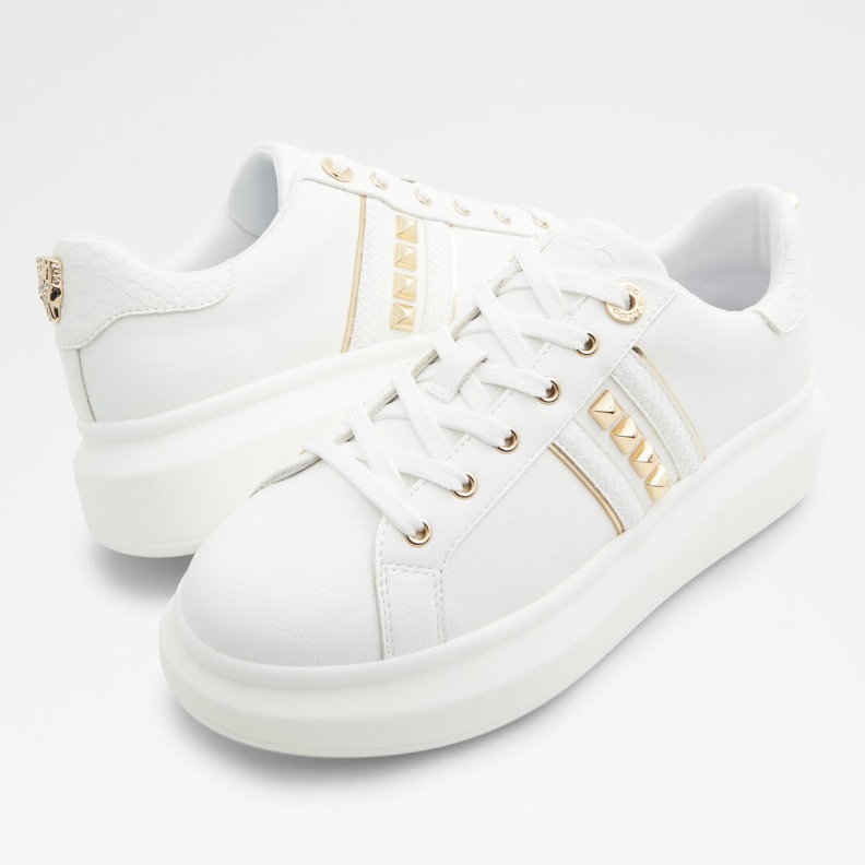 Aldo Fashion Larou Low Top Sneaker Platform White Synthetic Mixed Material