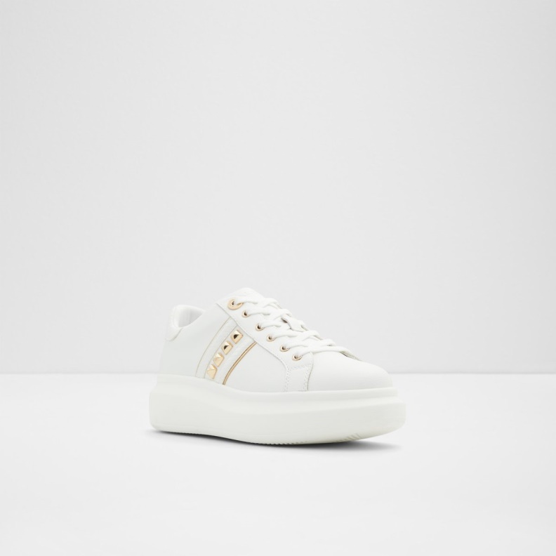 Aldo Fashion Larou Low Top Sneaker Platform White Synthetic Mixed Material