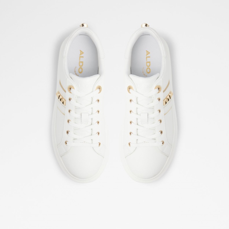 Aldo Fashion Larou Low Top Sneaker Platform White Synthetic Mixed Material