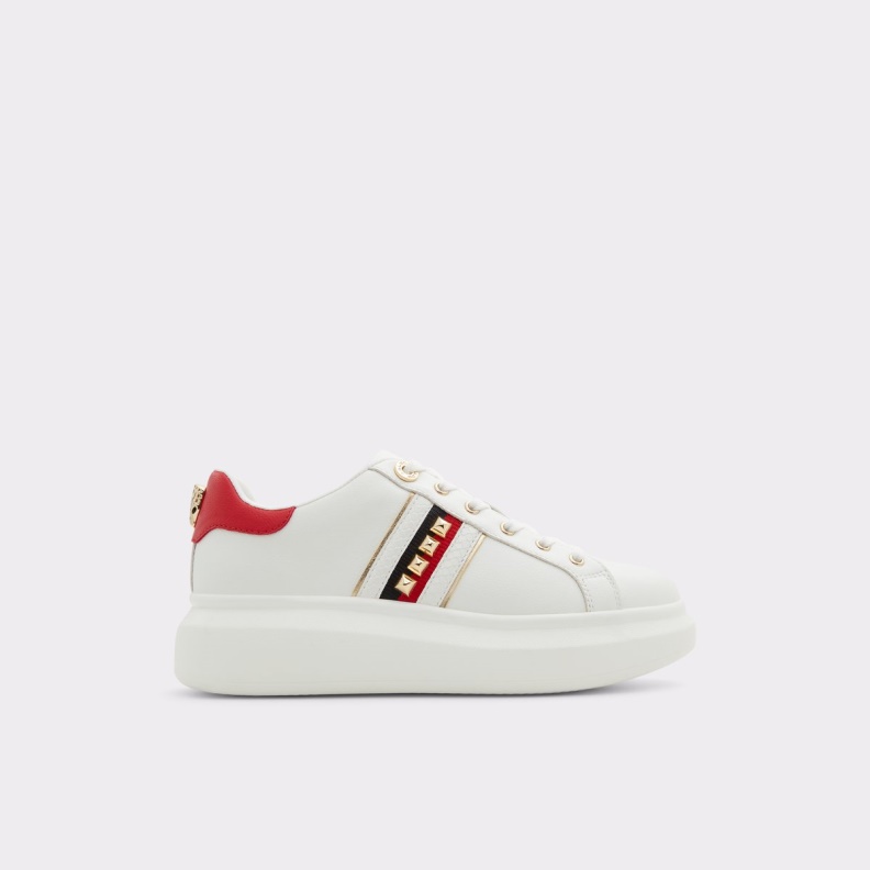 Aldo Fashion White Synthetic Mixed Material Larou Low Top Sneaker Platform