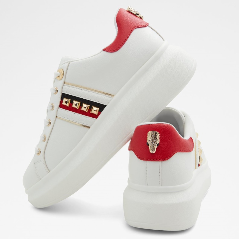 Aldo Fashion White Synthetic Mixed Material Larou Low Top Sneaker Platform