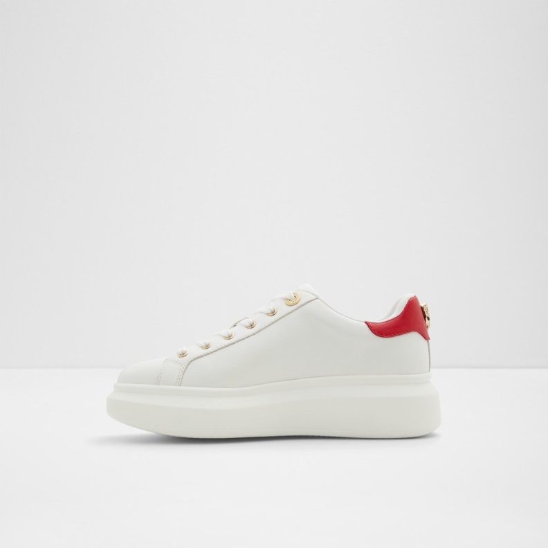 Aldo Fashion White Synthetic Mixed Material Larou Low Top Sneaker Platform