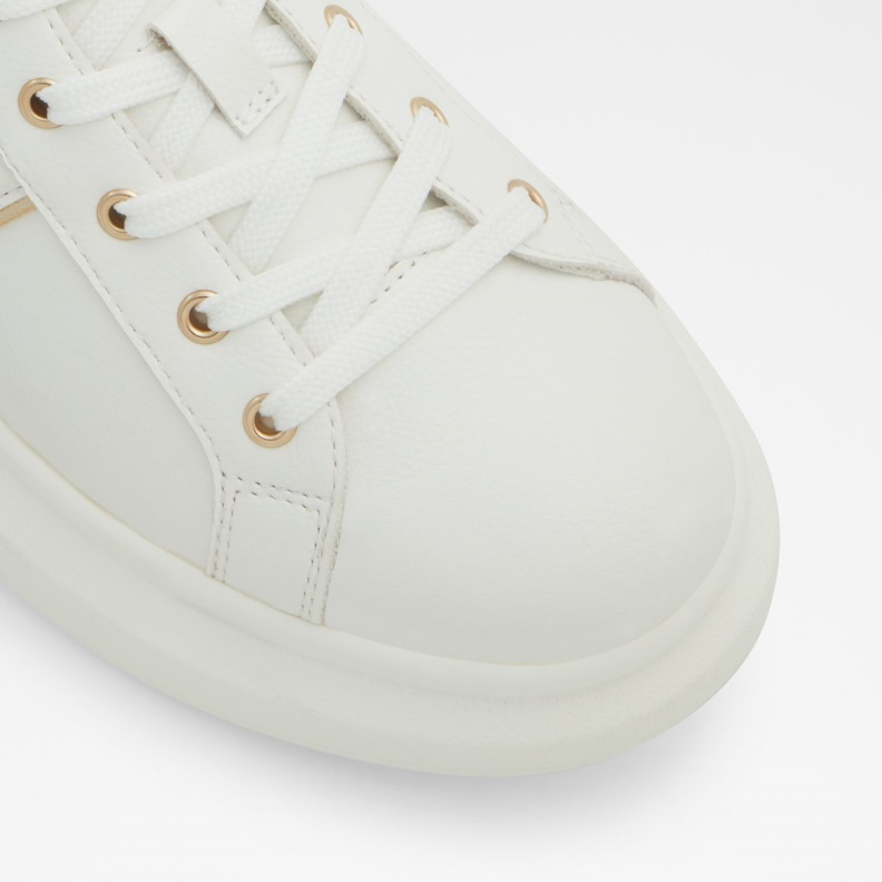 Aldo Fashion White Synthetic Mixed Material Larou Low Top Sneaker Platform
