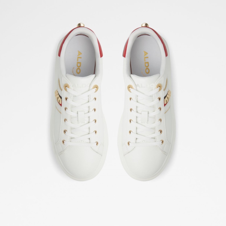 Aldo Fashion White Synthetic Mixed Material Larou Low Top Sneaker Platform