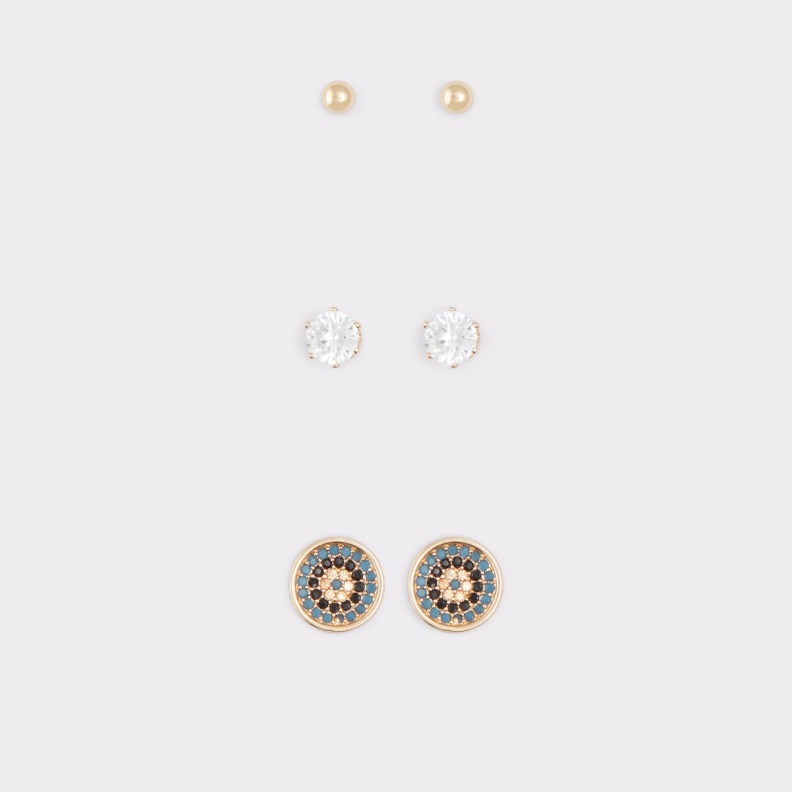 Fashion Aldo Last Chance Lialin Stud Earrings Gold-Clear Multi