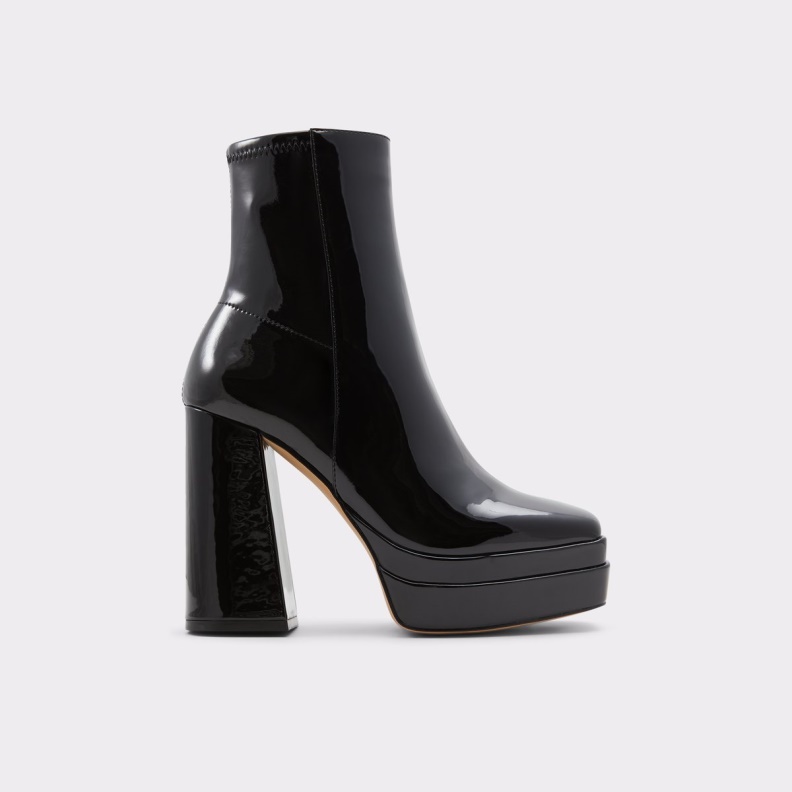 Black Synthetic Patent New Arrival Mabel Platform Ankle Boot Plateforme Fashion Aldo