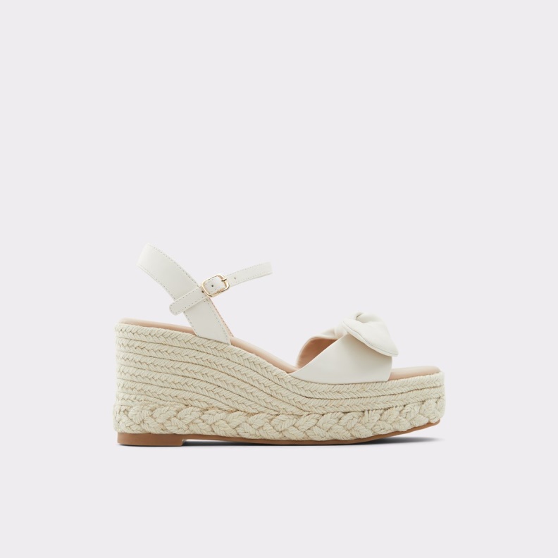 Fashion Aldo White Macrama Wedge Sandal Wedge Heel