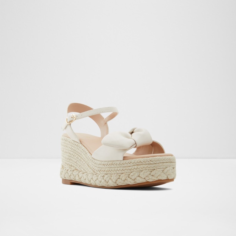 Fashion Aldo White Macrama Wedge Sandal Wedge Heel