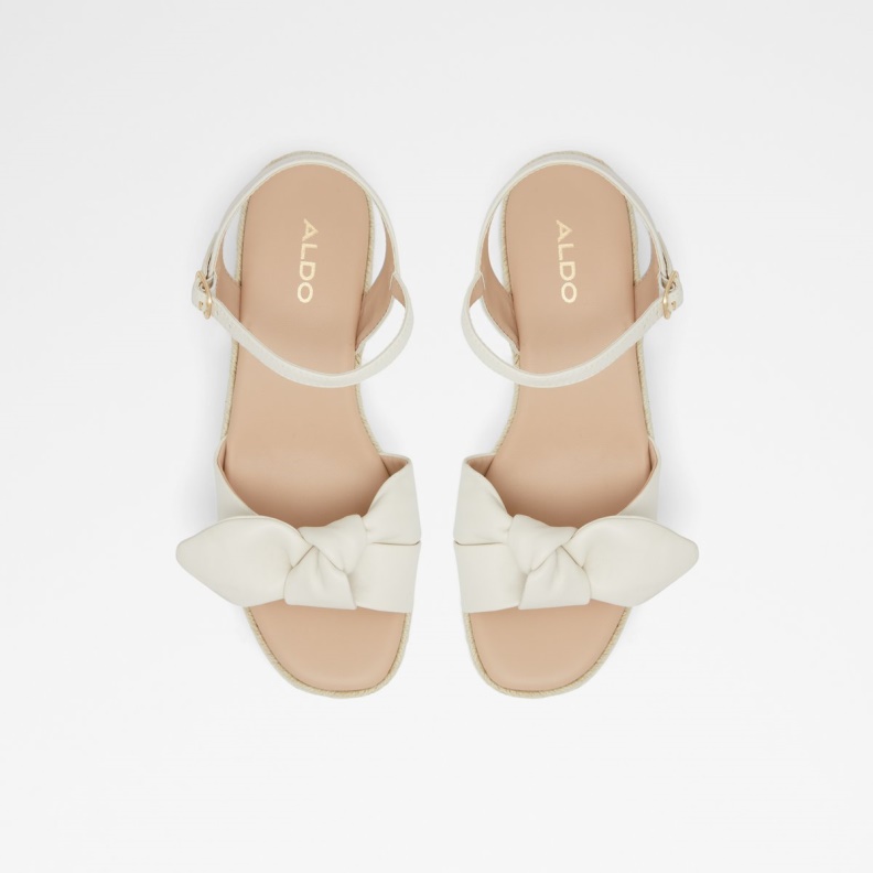 Fashion Aldo White Macrama Wedge Sandal Wedge Heel
