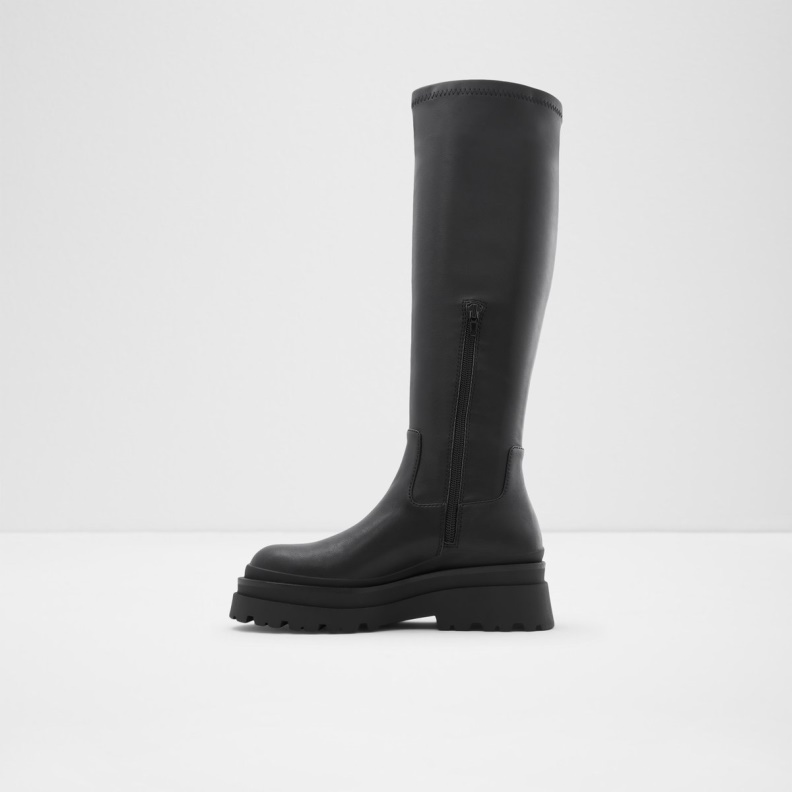 Black Synthetic Stretch Fashion Aldo Majorr Knee-High Boot Lug Sole