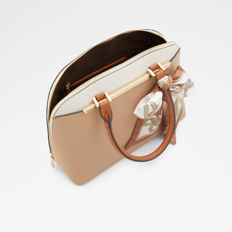 Aldo Fashion Medium Beige Mandoline Top Handle Bag