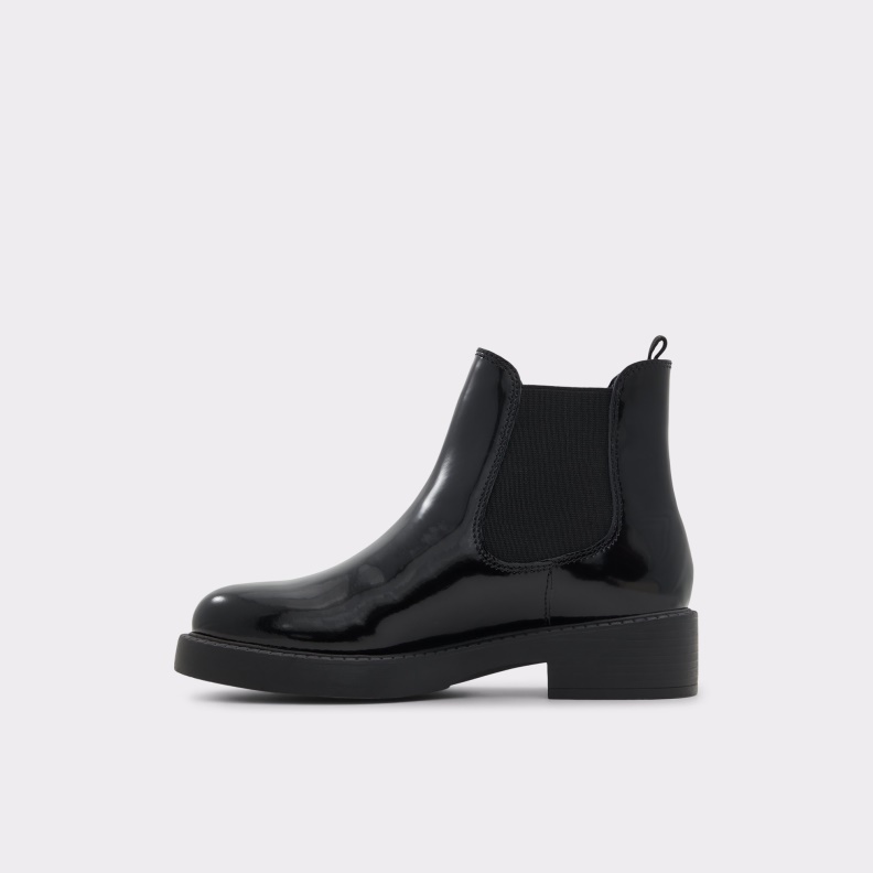 New Arrival May Chelsea Boot Lug Sole Black Leather Shiny Aldo Fashion
