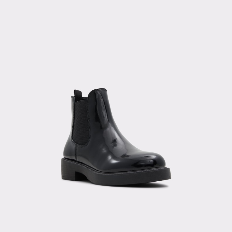 New Arrival May Chelsea Boot Lug Sole Black Leather Shiny Aldo Fashion