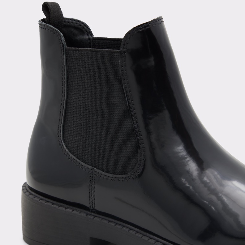 New Arrival May Chelsea Boot Lug Sole Black Leather Shiny Aldo Fashion