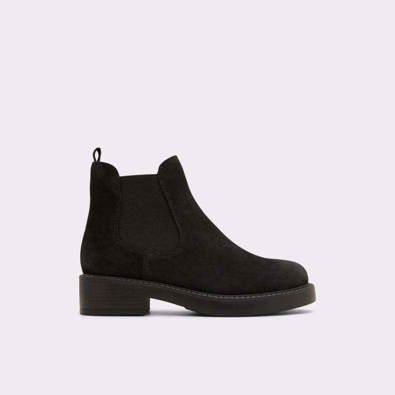 Aldo New Arrival May Chelsea Boot Lug Sole Black Leather Nubuck Fashion