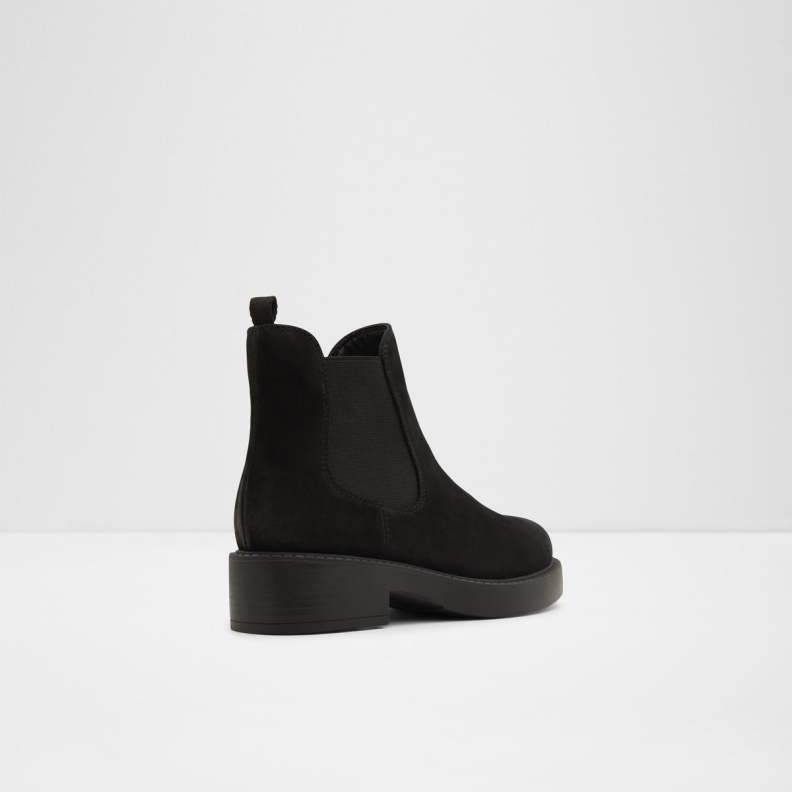 Aldo New Arrival May Chelsea Boot Lug Sole Black Leather Nubuck Fashion