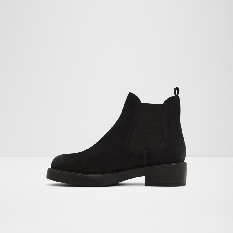Aldo New Arrival May Chelsea Boot Lug Sole Black Leather Nubuck Fashion
