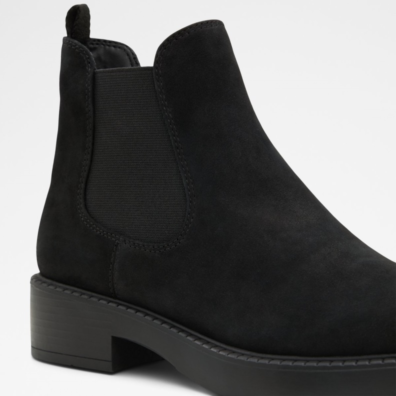 Aldo New Arrival May Chelsea Boot Lug Sole Black Leather Nubuck Fashion