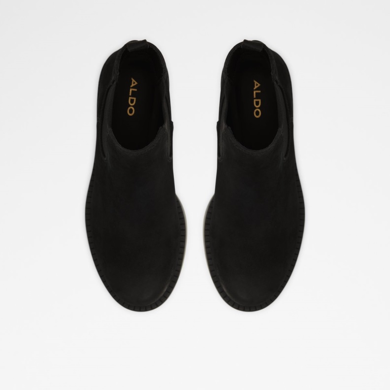 Aldo New Arrival May Chelsea Boot Lug Sole Black Leather Nubuck Fashion