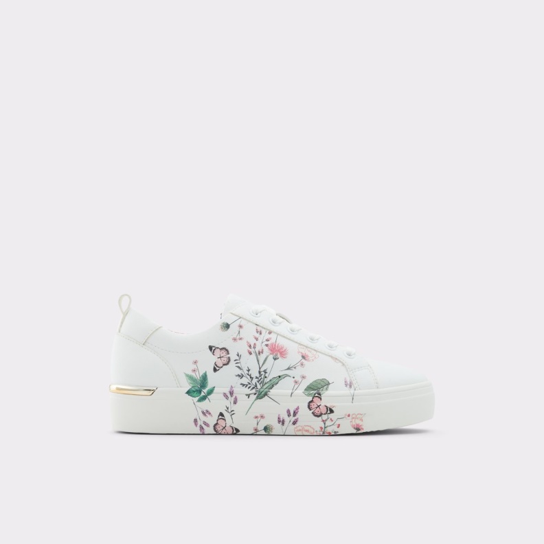 White Synthetic Print Meadow Low Top Sneaker Cup Sole Aldo Fashion