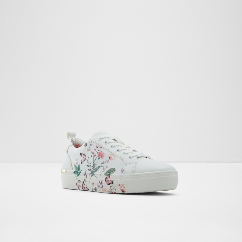 White Synthetic Print Meadow Low Top Sneaker Cup Sole Aldo Fashion