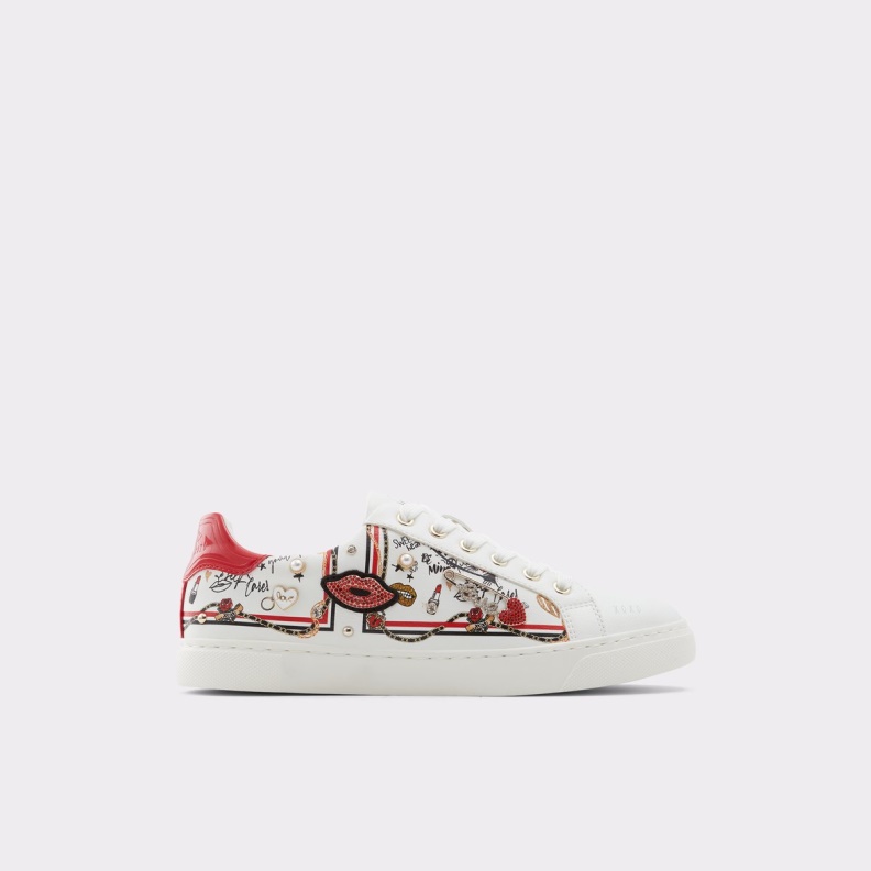 White Synthetic Print Fashion Aldo Meday Low Top Sneaker