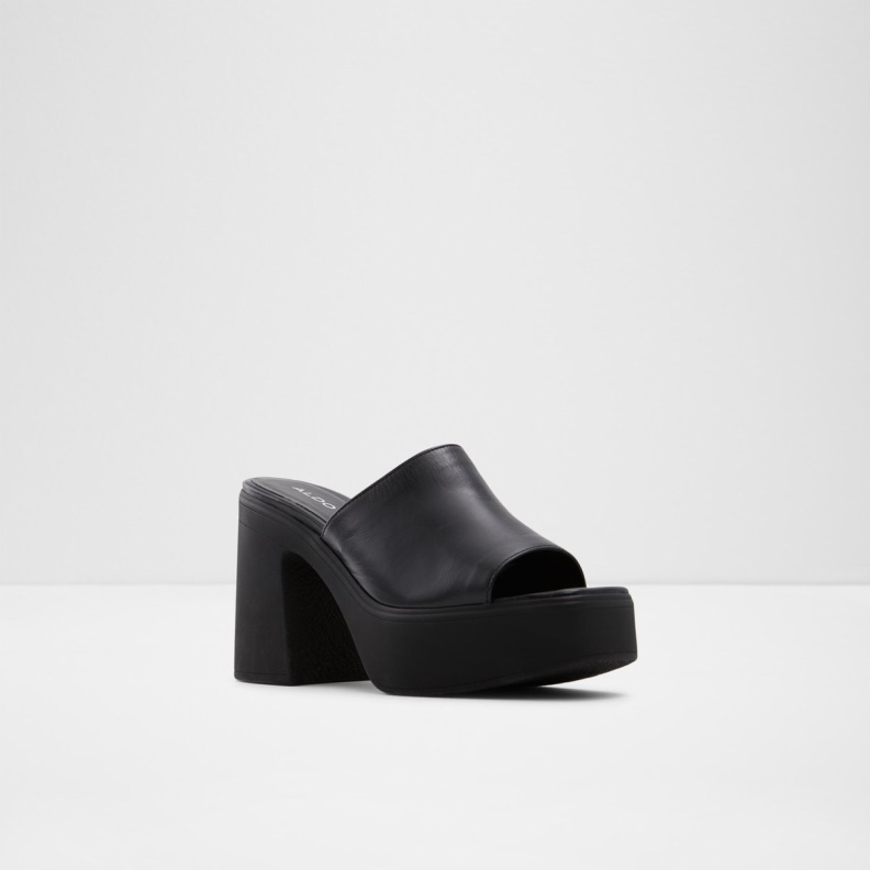 Black Aldo Fashion Melcee Heeled Mule Plateforme