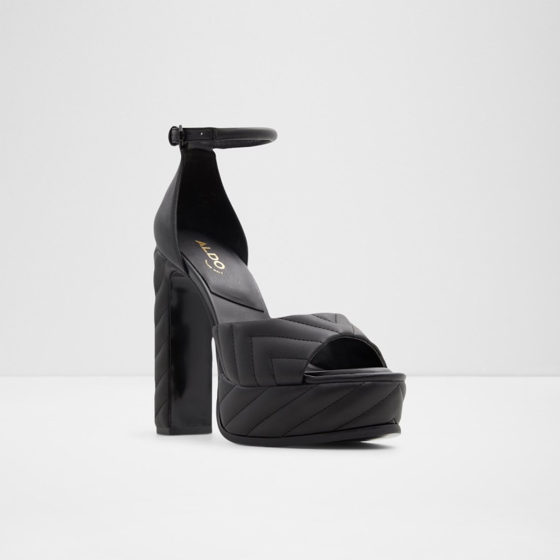 Black Fashion Aldo New Arrival Milena Ankle Strap Heeled Sandal Plateforme