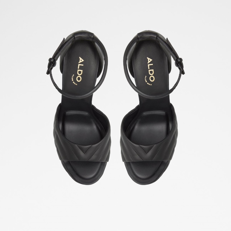 Black Fashion Aldo New Arrival Milena Ankle Strap Heeled Sandal Plateforme
