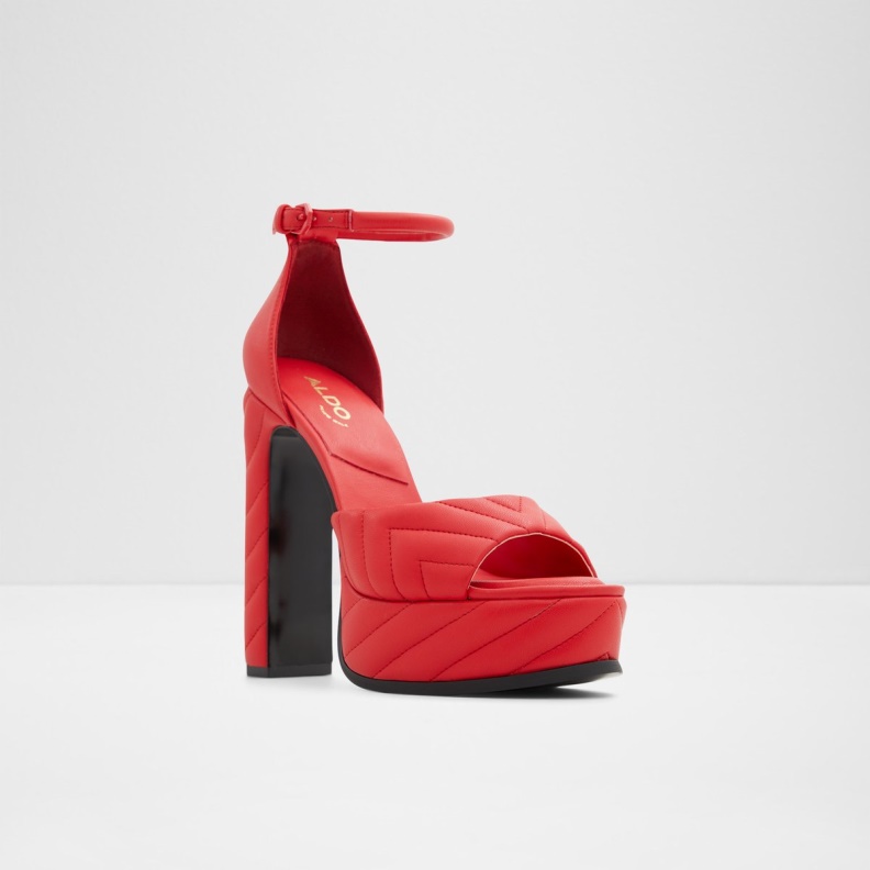Fashion Aldo Milena Ankle Strap Heeled Sandal Plateforme Red