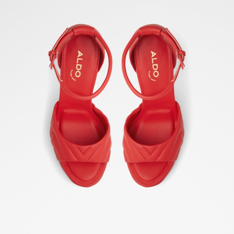 Fashion Red Aldo New Arrival Milena Ankle Strap Heeled Sandal Platform